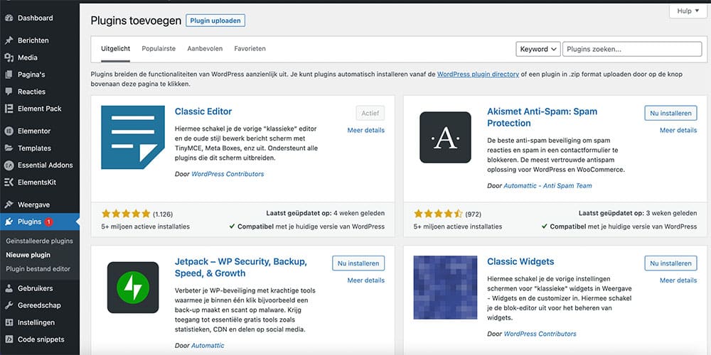 WordPress Plugin installeren